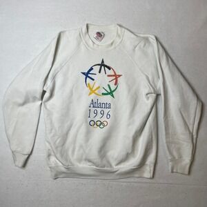 Vintage Atlanta Olympics 1996 Sweatshirt White‎ XL Crewneck Pullover Oneita